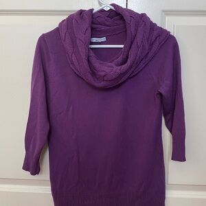 New York & Company Deep Purple Cowl Neck Sweater Size S